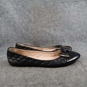 Chatties Shoes Womens 9/10 Ballet Flats Slip On Quilted Cap Toe Fashion Balck